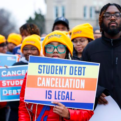 Photo of people fighting for student debt cancellation