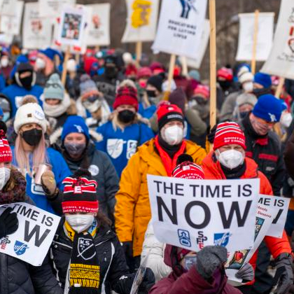 Photo of workers marching