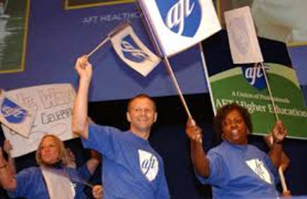 Photo of AFT members rallying