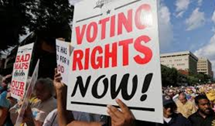 Sign reads: Voting Rights Now